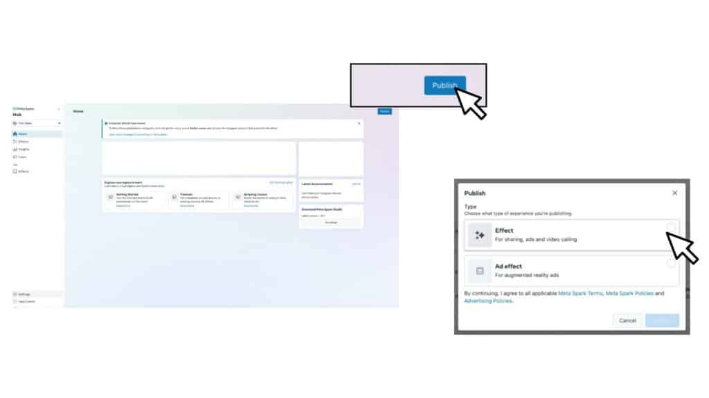 publish your Instagram filter - step 2