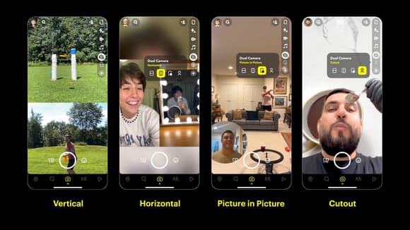 4 modes double camera snapchat explication