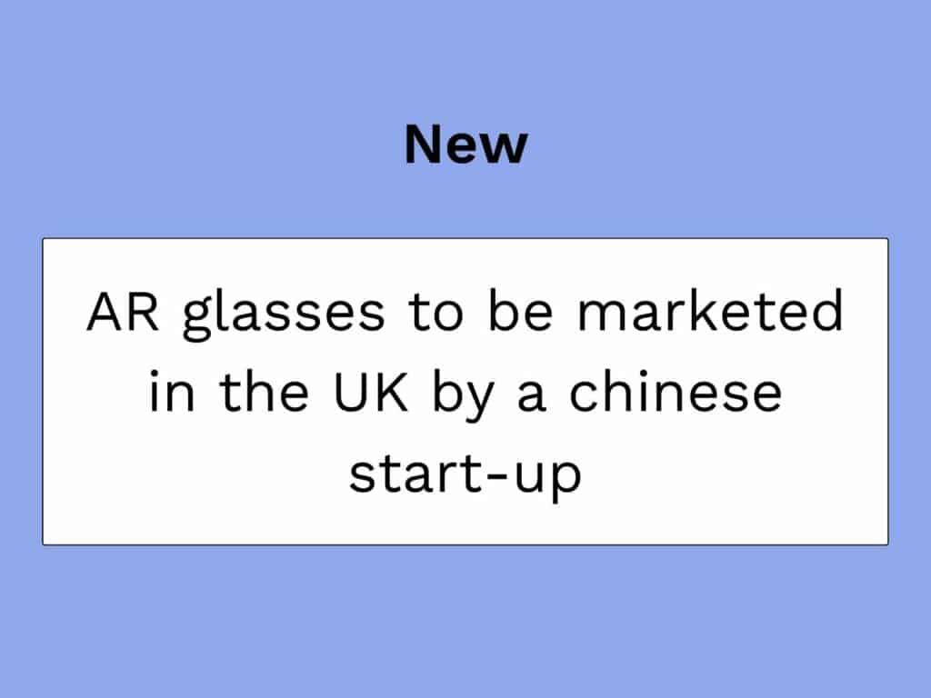occhiali per la realtà aumentata di un'azienda cinese