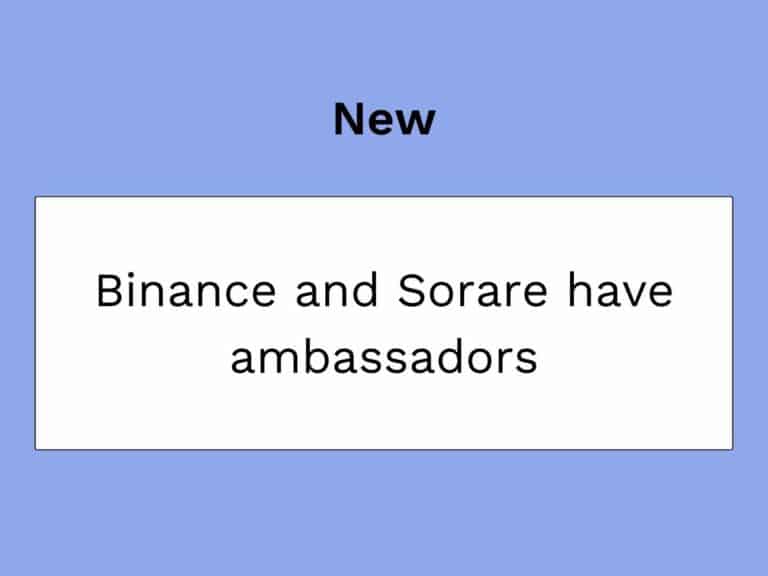 new ambassador for binance and sorare