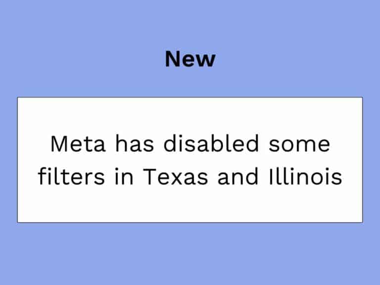 filtros meta desactivados en texas e illinois