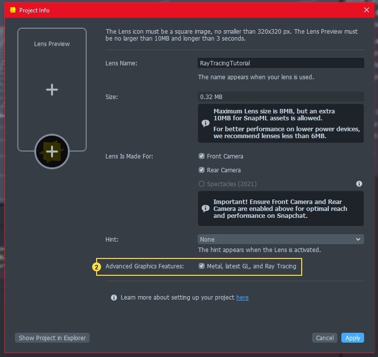 Ray Tracing guide to integrate on lens snap