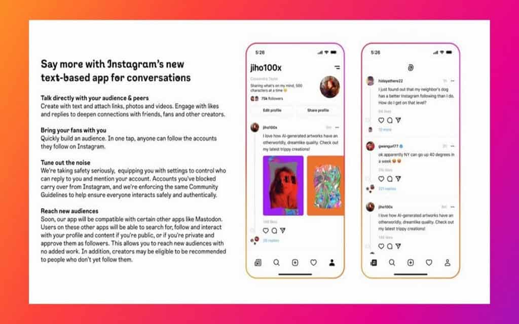 Instagram lanceert een tekstapplicatie om Twitter te kopiëren