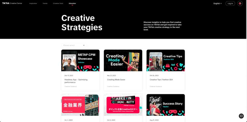 strategii creative tiktok creative center