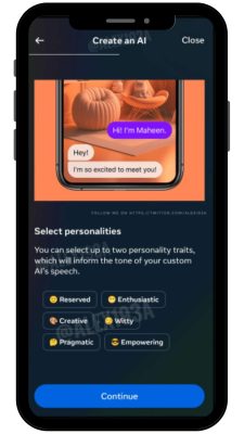 personality choice chatbot ia on instagram