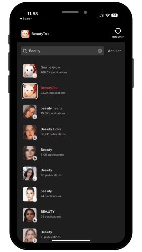 chercher un filtre tiktok deuxième façon