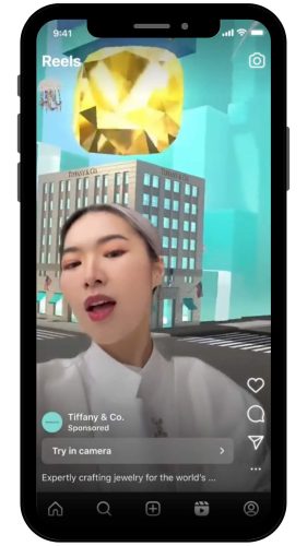 ar reels ads de tiffany & co. filtre instagram